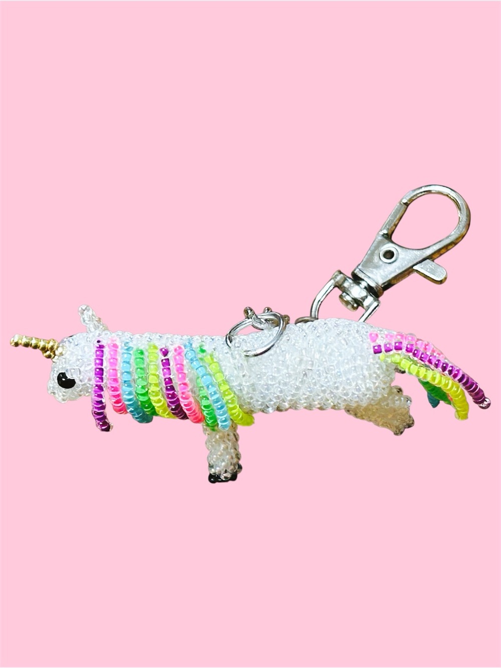 GrandmaMia 3D Unicorn Bag Charm Miyuki Glass Seed Beads Handmade - Picture 7 of 10
